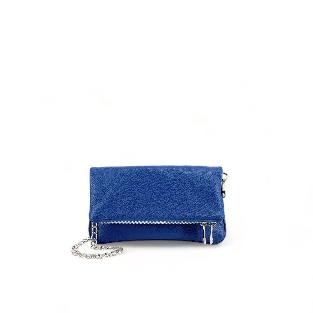 Sac pochette en cuir grainé ROXANE Bleu