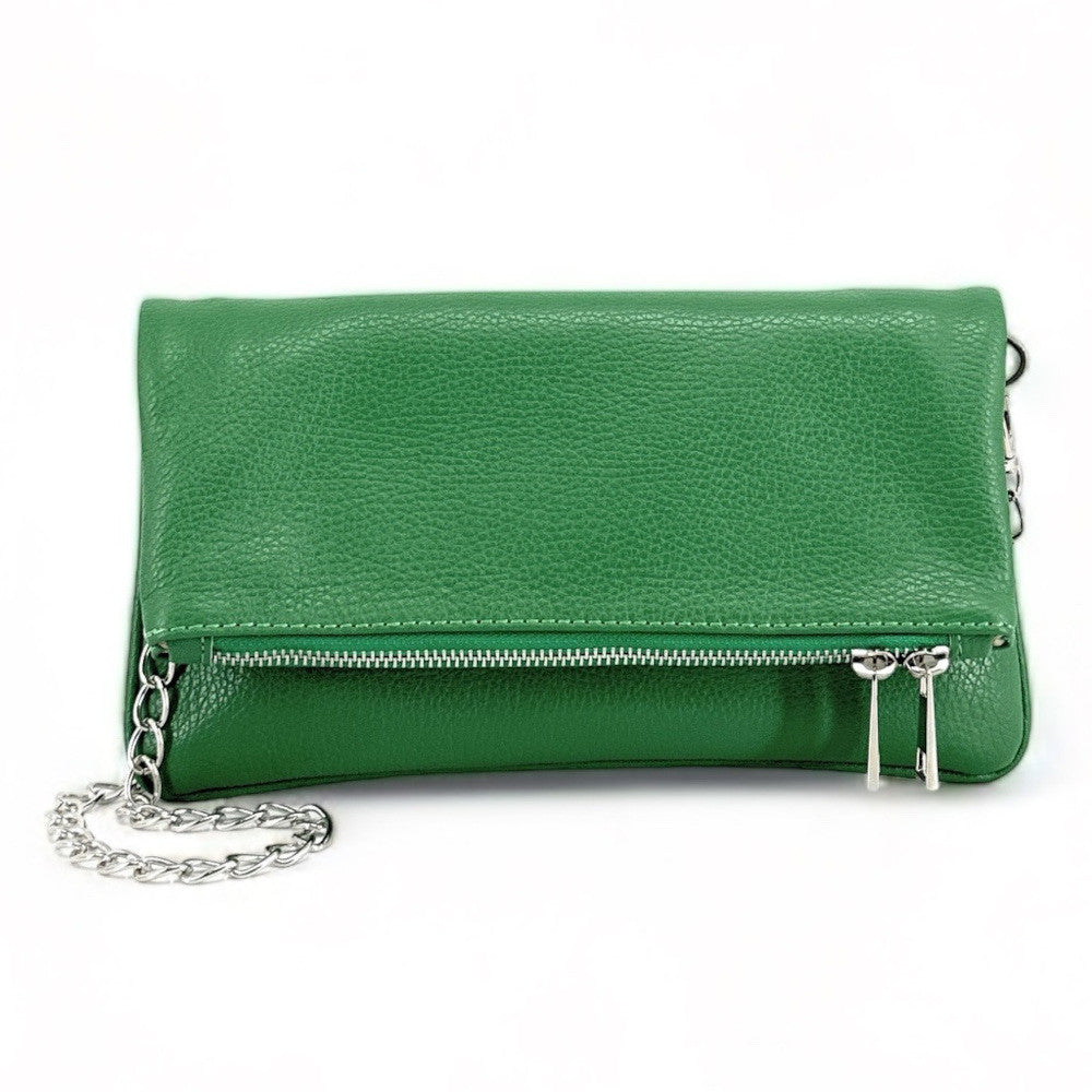 Sac pochette en cuir grainé ROXANE Vert anglais