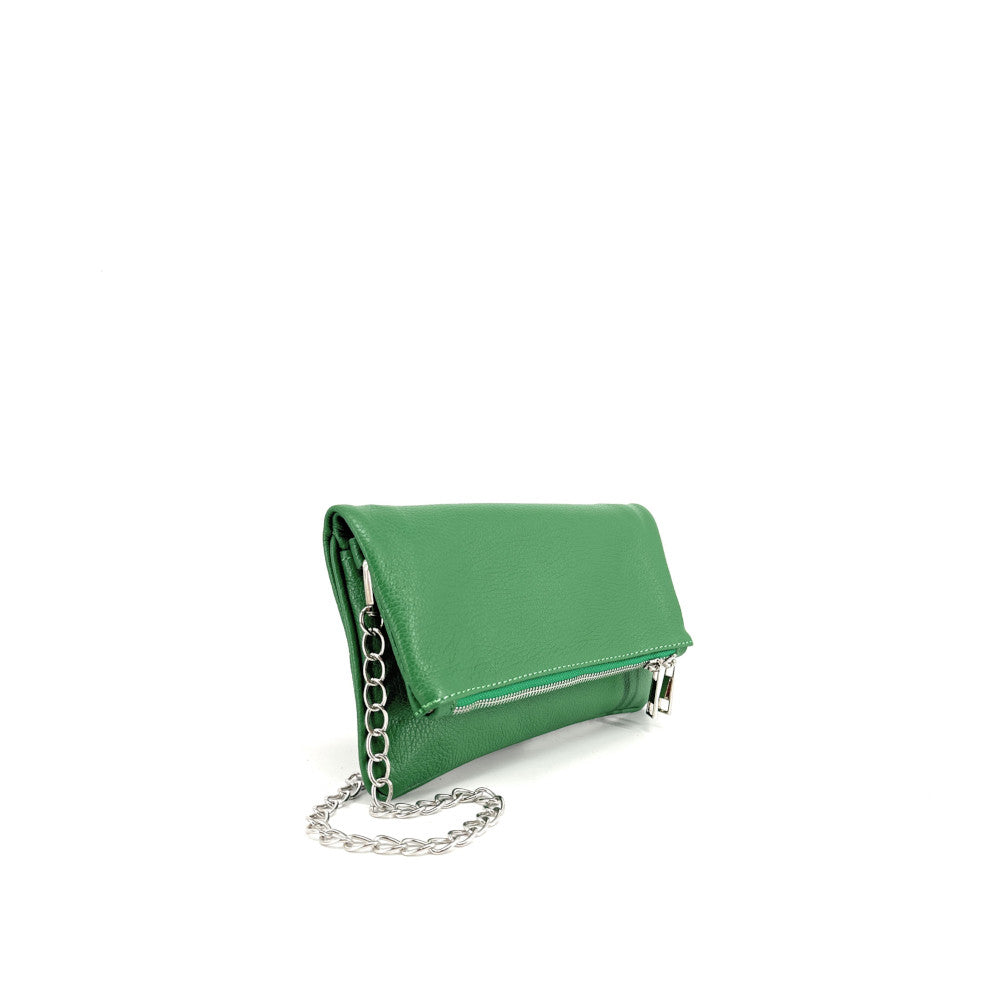 Sac pochette en cuir grainé ROXANE Vert anglais