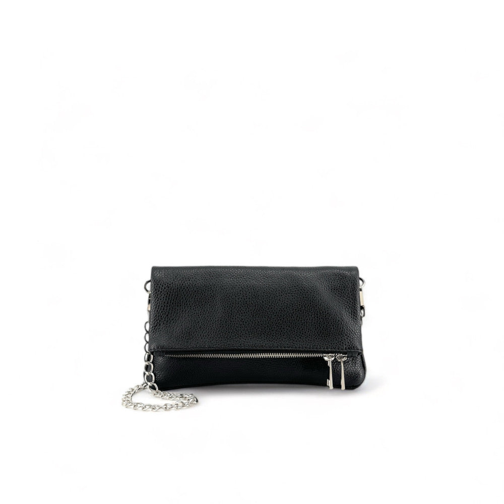 Sac pochette en cuir grainé ROXANE Noir