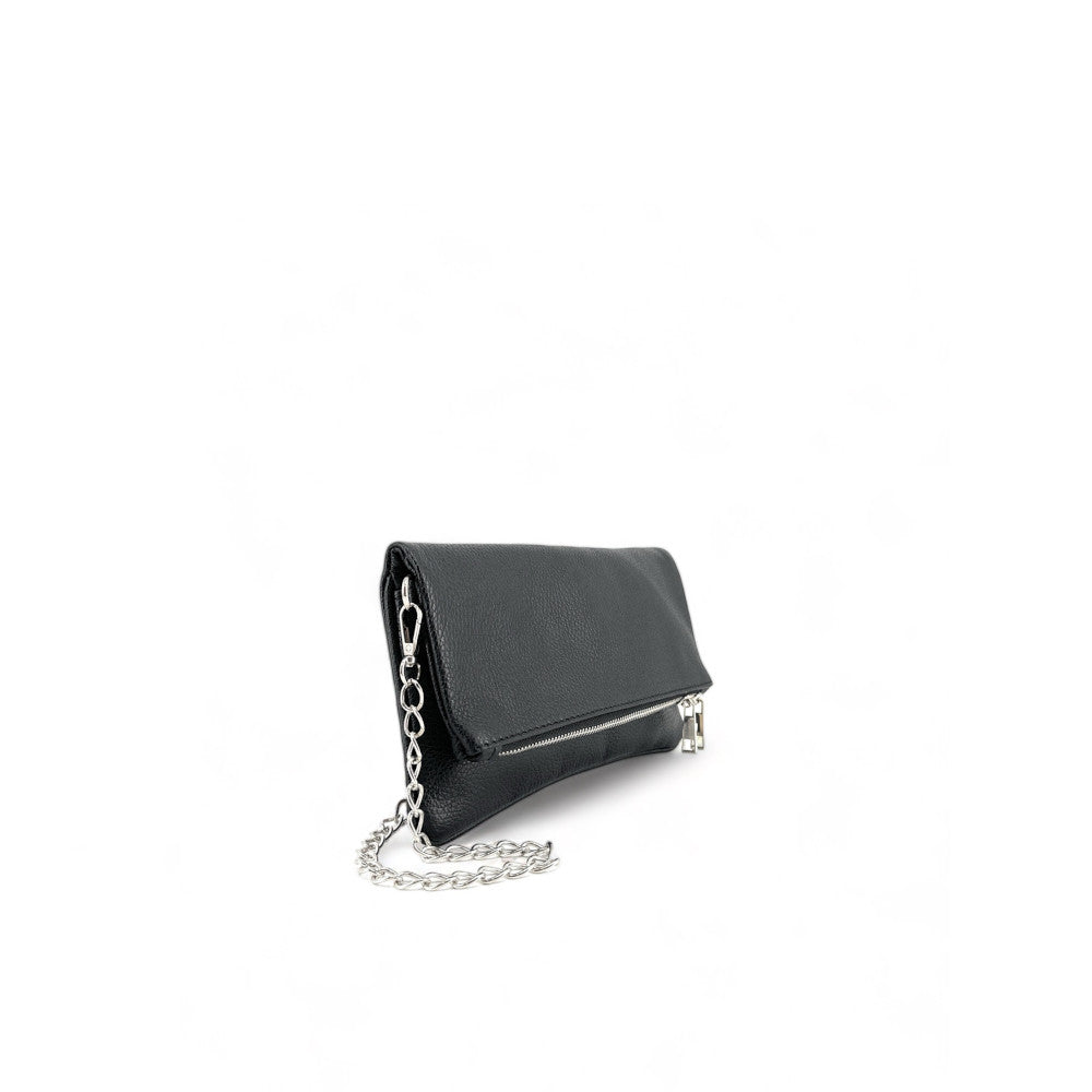 Sac pochette en cuir grainé ROXANE Noir