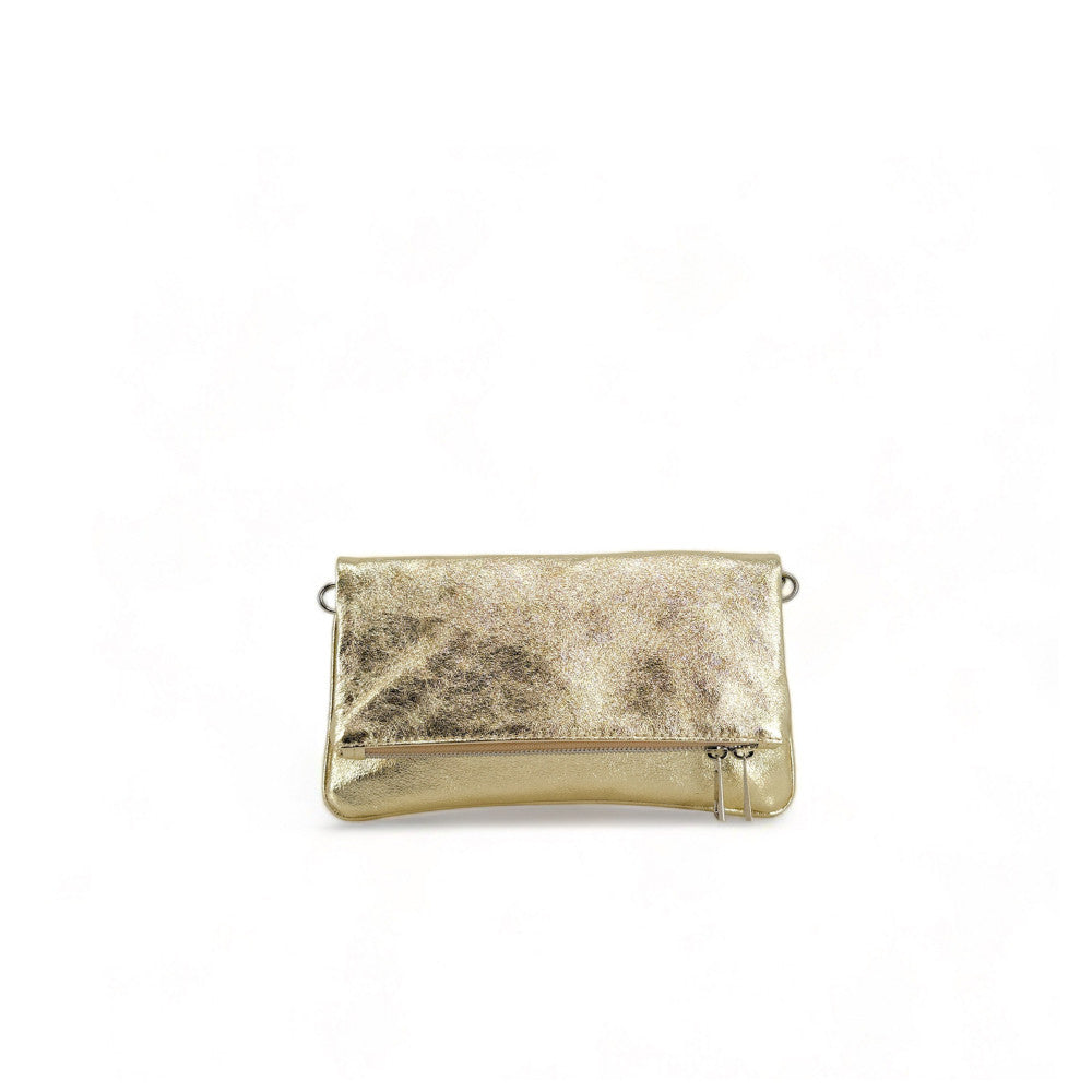 Sac pochette en cuir grainé ROXANE Or pâle
