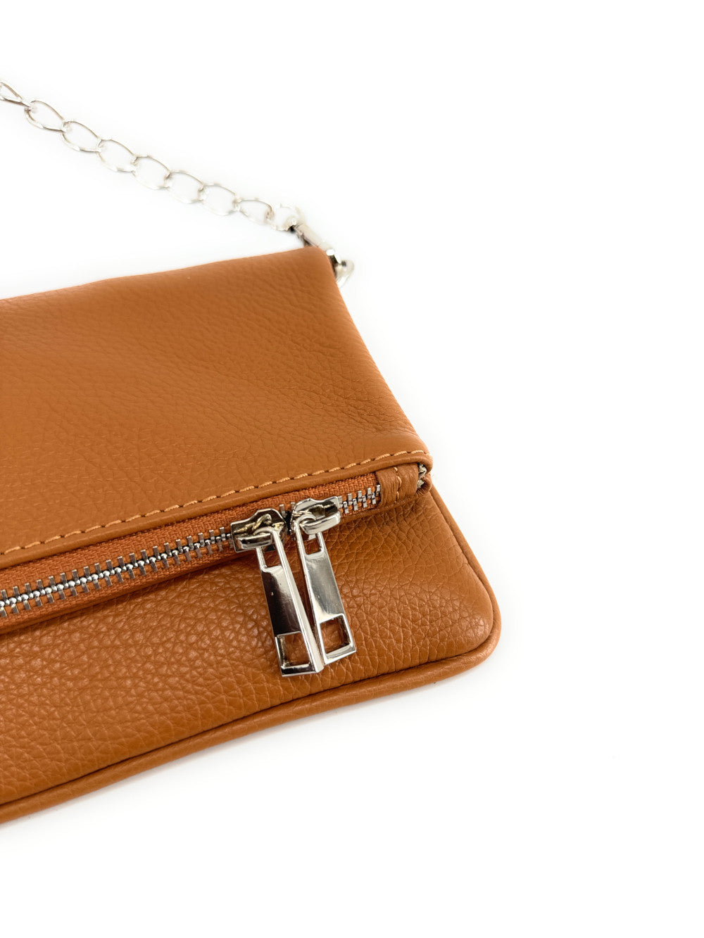Sac pochette en cuir grainé ROXANE Camel foncé