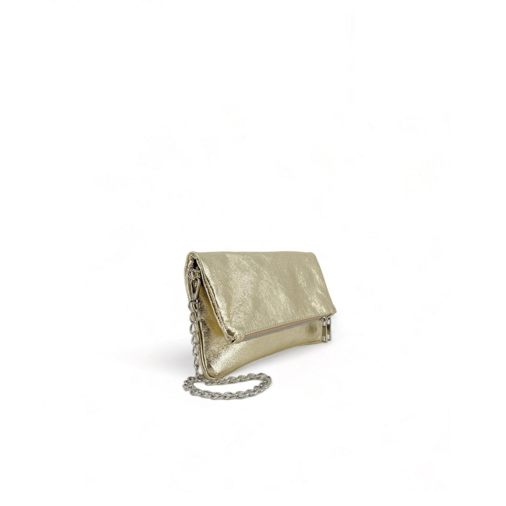 Sac pochette en cuir grainé ROXANE Or pâle