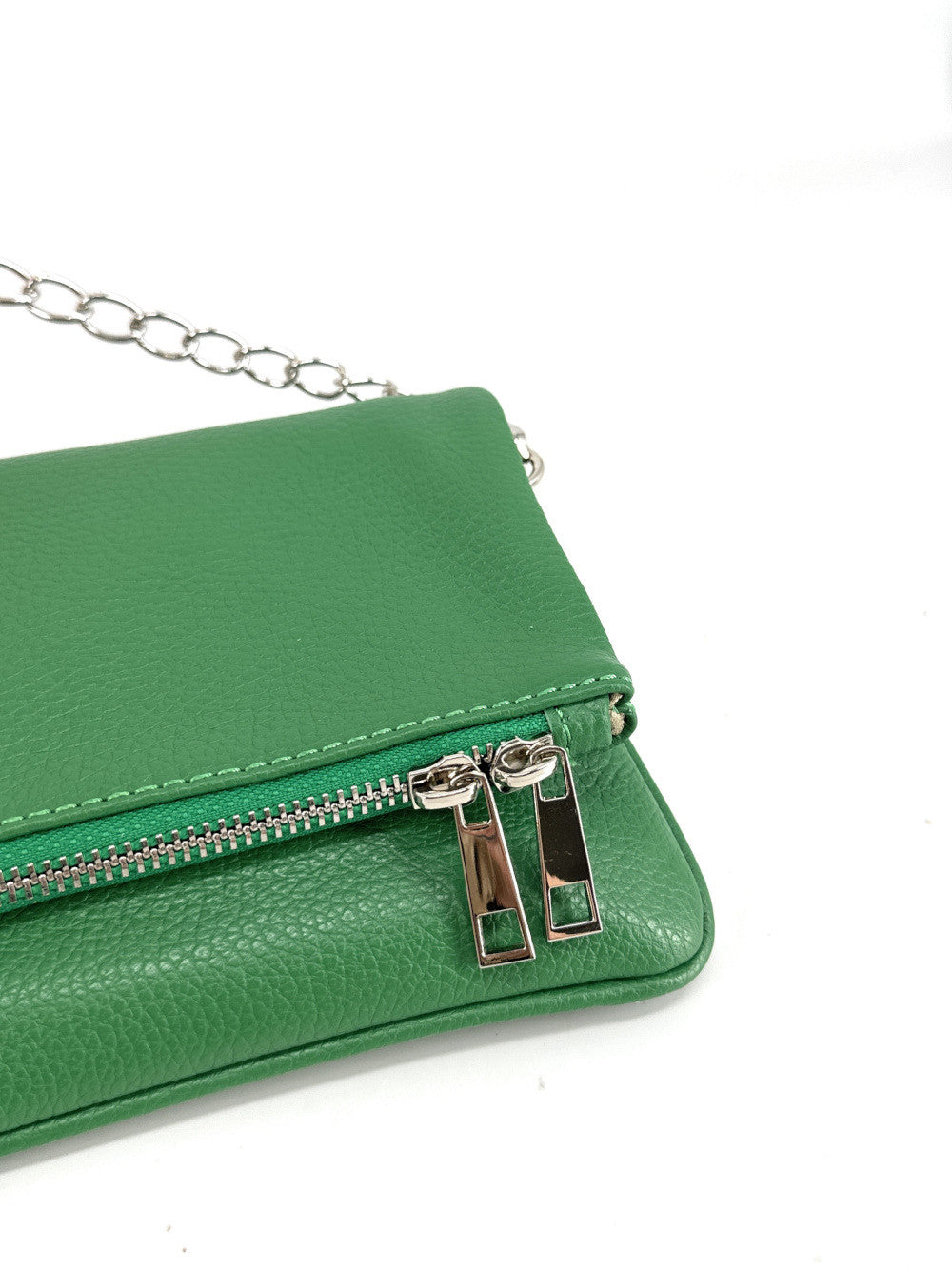 Sac pochette en cuir grainé ROXANE Vert anglais