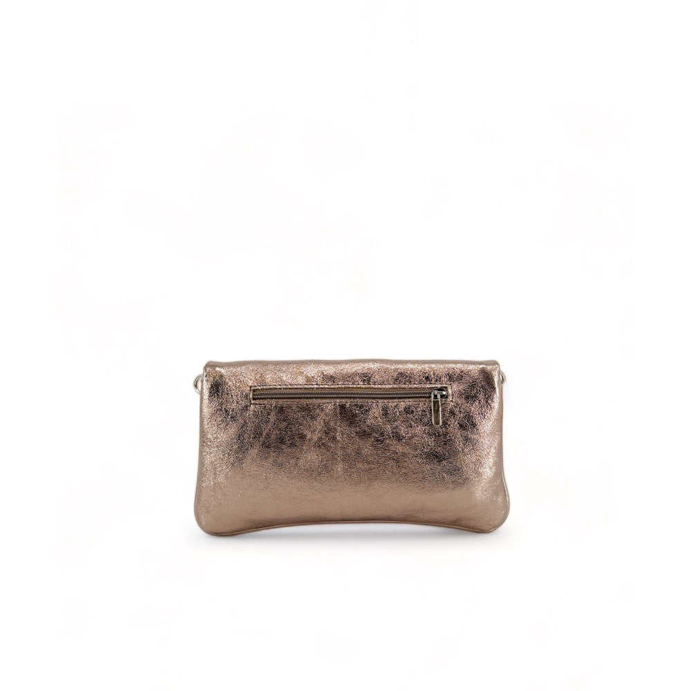 Sac pochette en cuir grainé ROXANE Champagne irisé