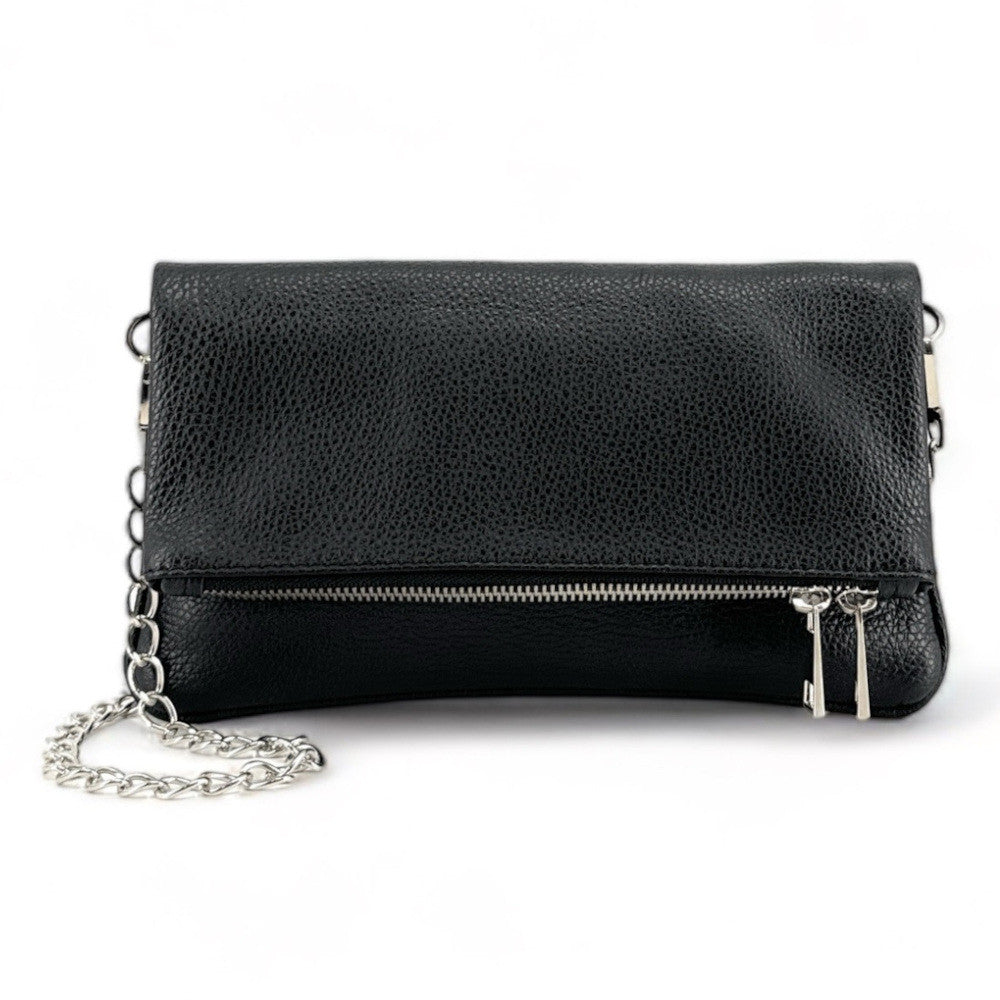 Sac pochette en cuir grainé ROXANE Noir