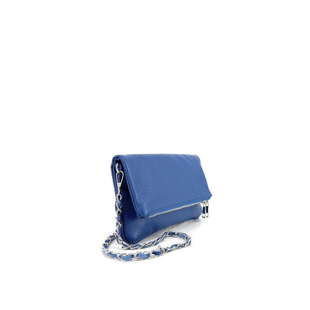 Sac pochette en cuir grainé ROXANE Bleu