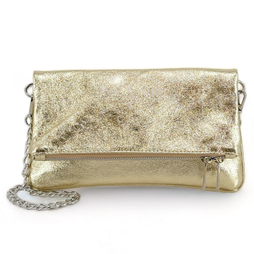 Sac pochette en cuir grainé ROXANE Or pâle