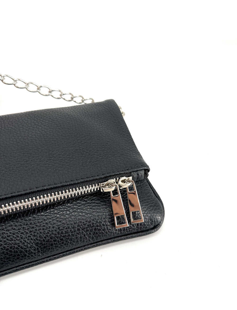 Sac pochette en cuir grainé ROXANE Noir