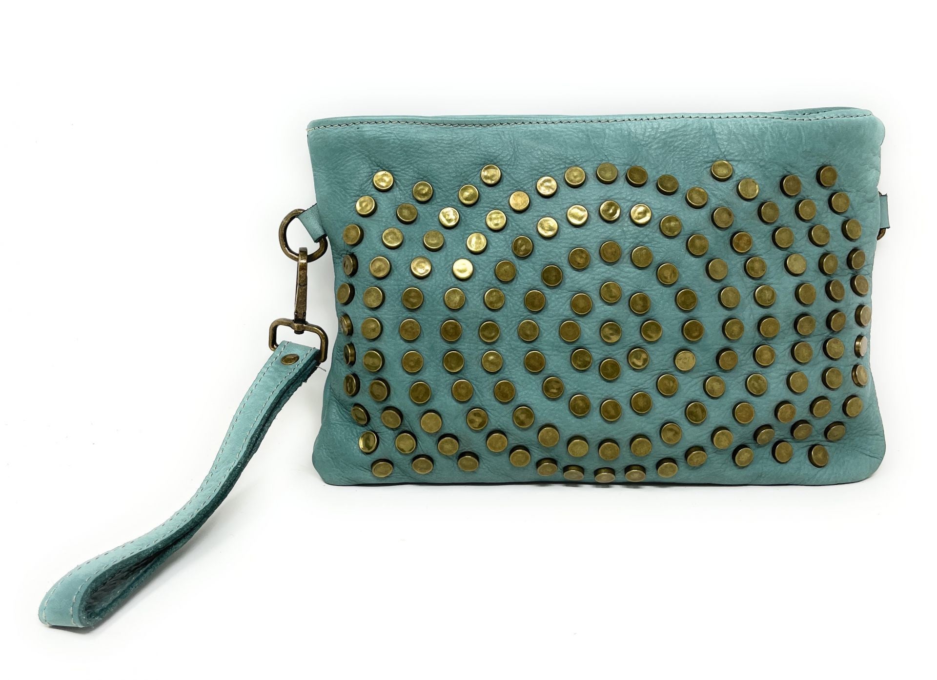 Sac pochette en cuir vintage MISS CIRCÉ Céladon