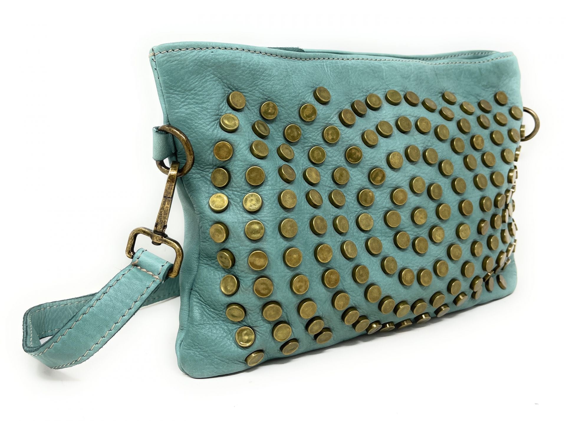 Sac pochette en cuir vintage MISS CIRCÉ Céladon
