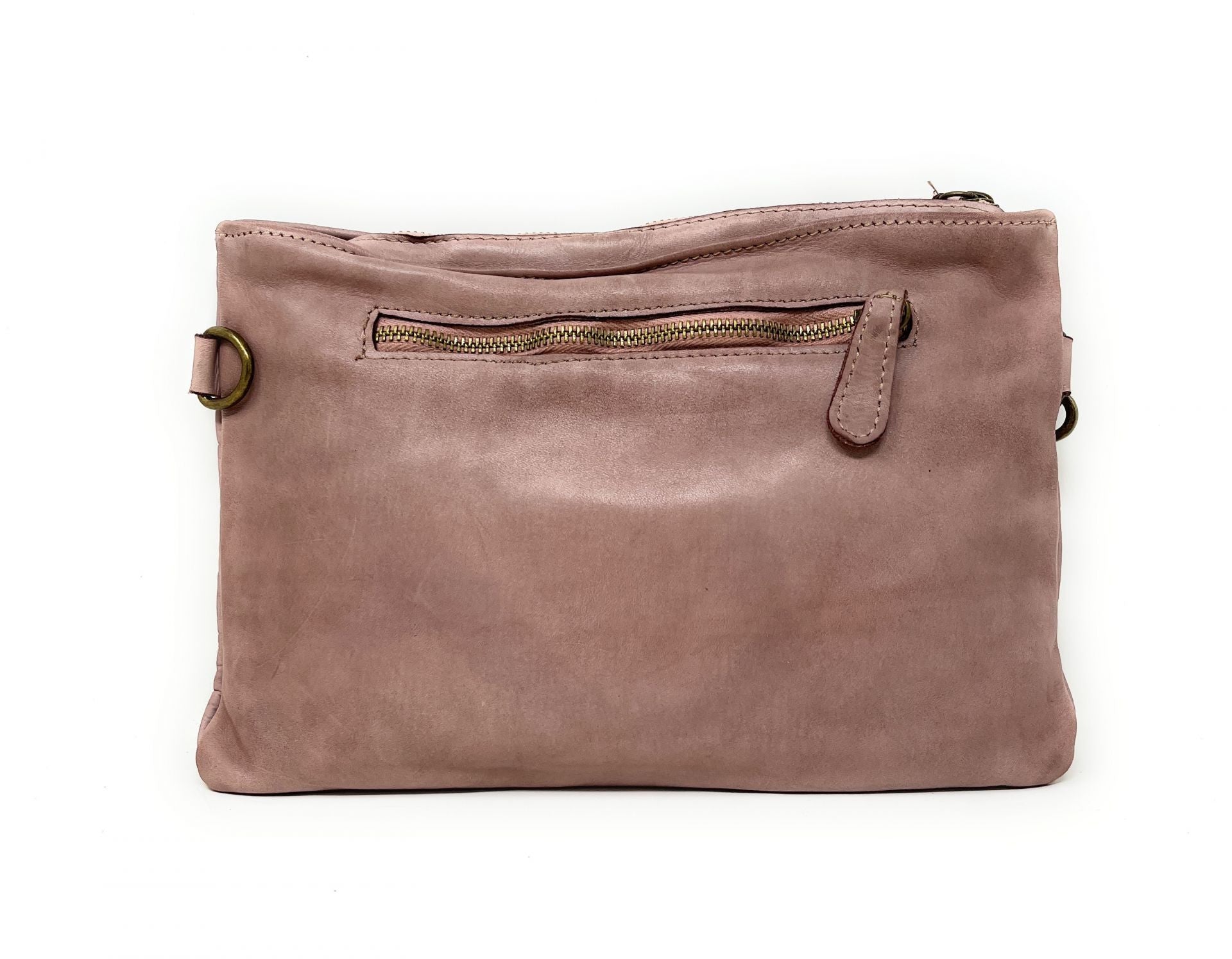 Sac pochette en cuir vintage MISS CIRCÉ Rose nude