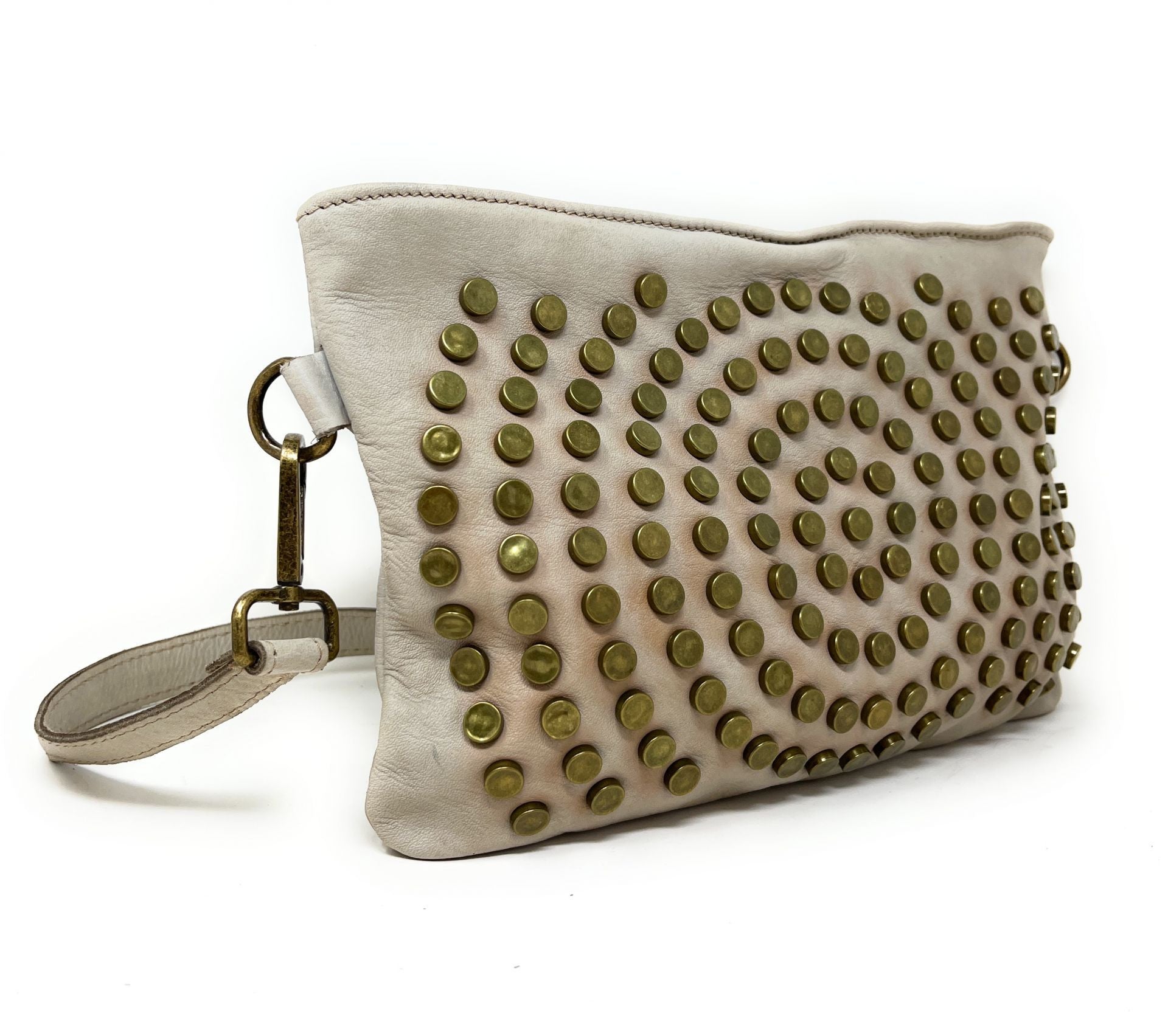 Sac pochette en cuir vintage MISS CIRCÉ Taupe