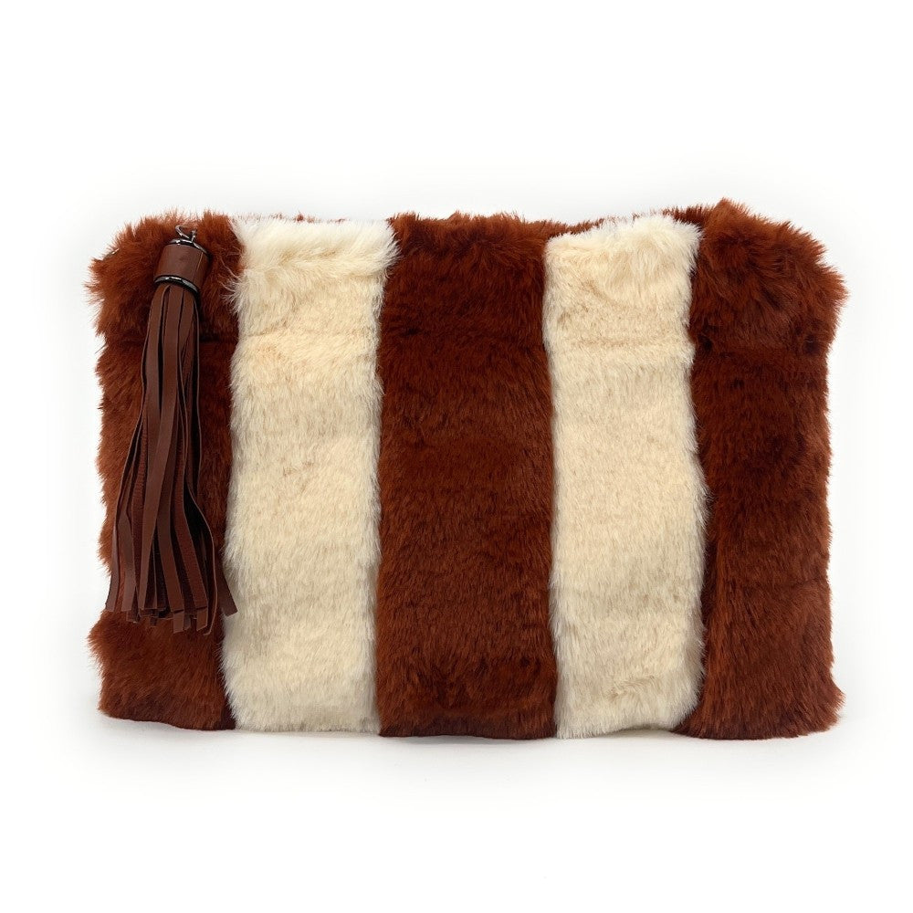 Sac pochette en fausse fourrure FURBY Rouge brique