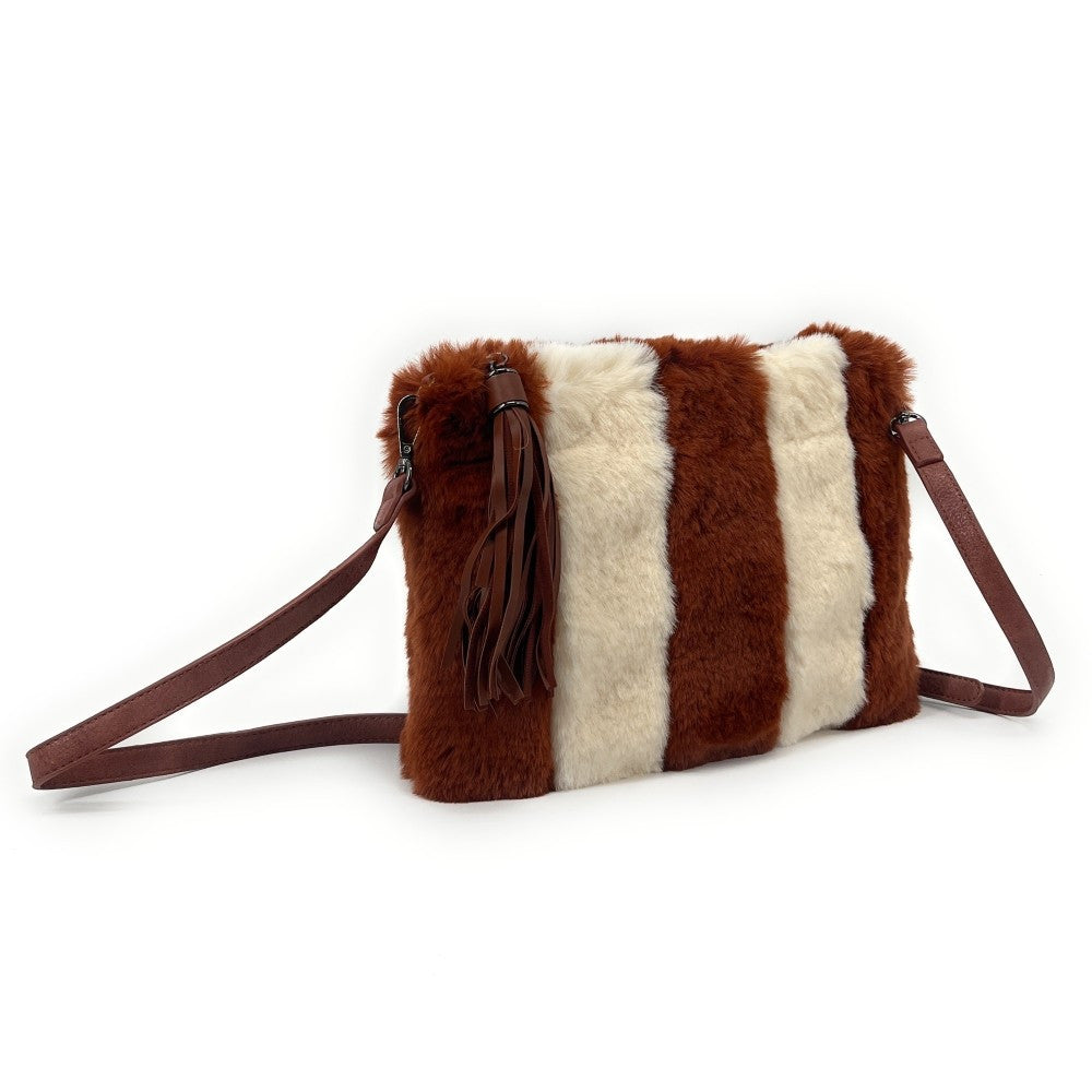 Sac pochette en fausse fourrure FURBY Rouge brique