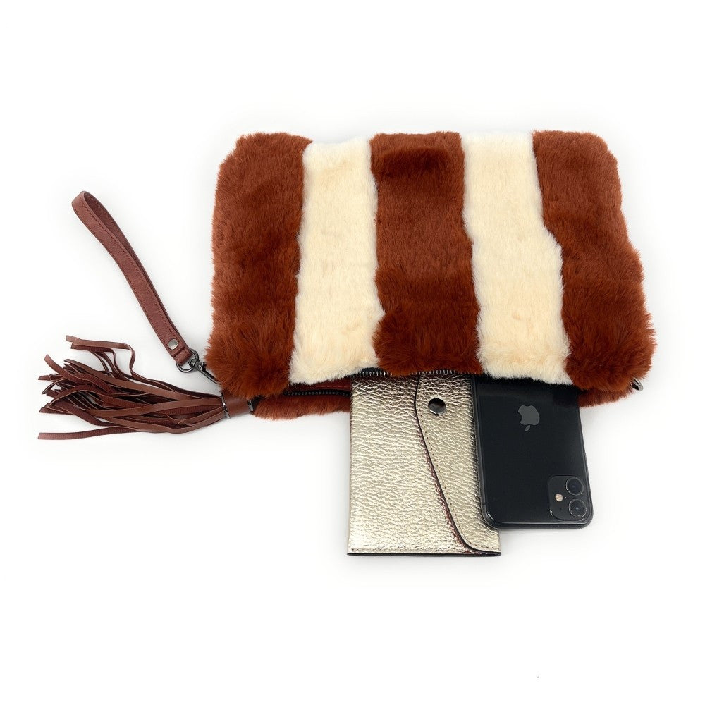 Sac pochette en fausse fourrure FURBY Rouge brique