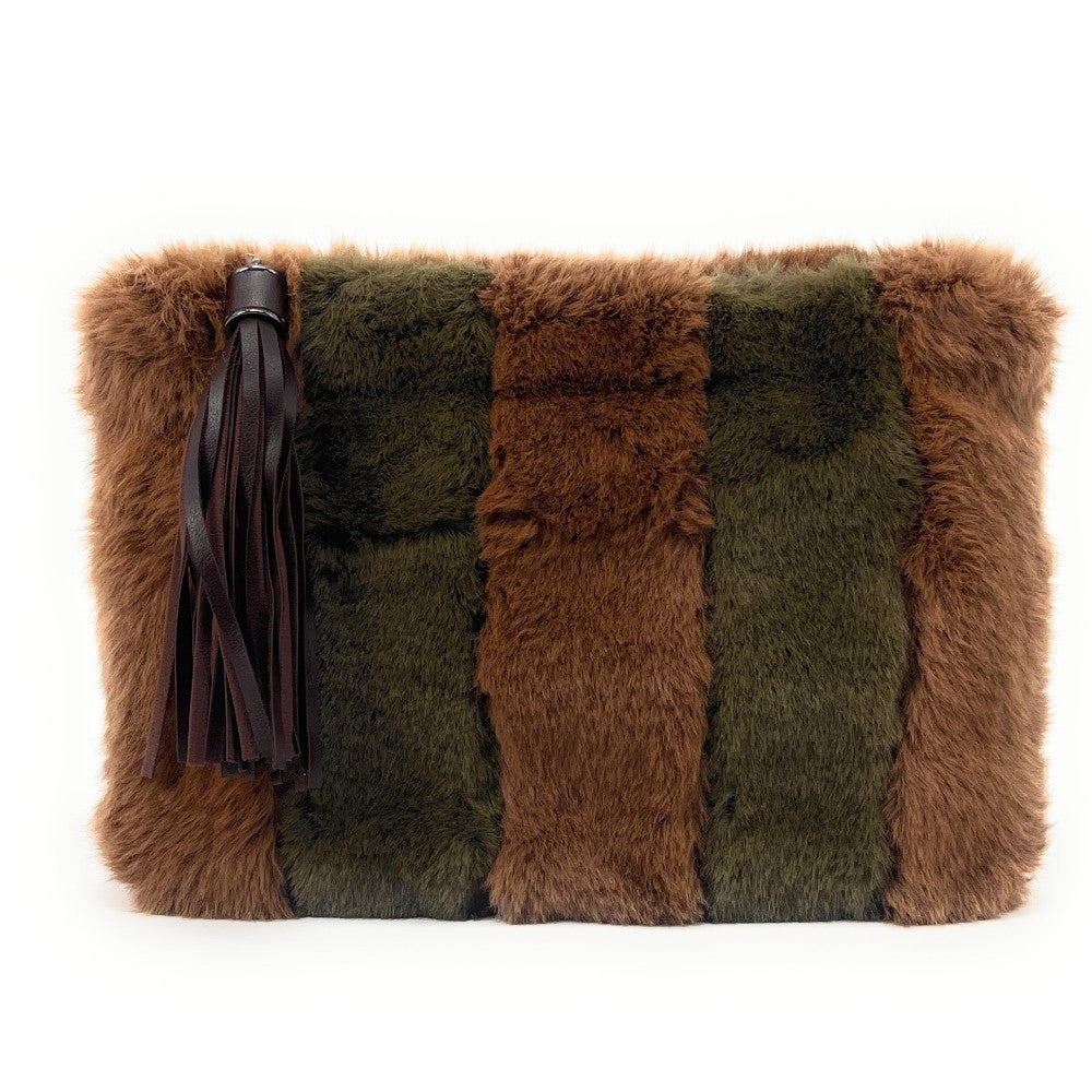 Sac pochette en fausse fourrure FURBY Châtaigne