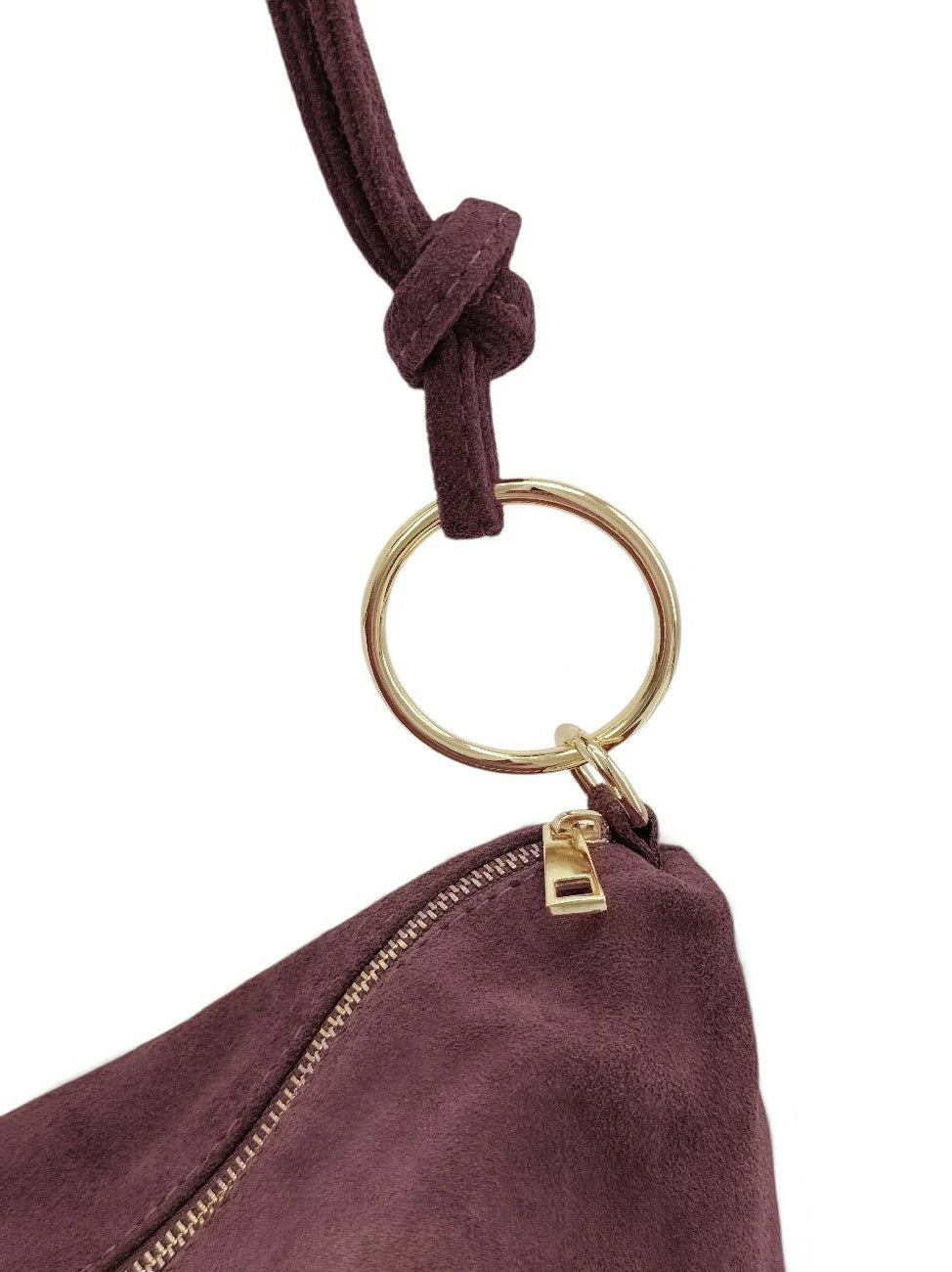 Hobo-Clutch-Tasche aus Wildleder SOA Bordeauxrot