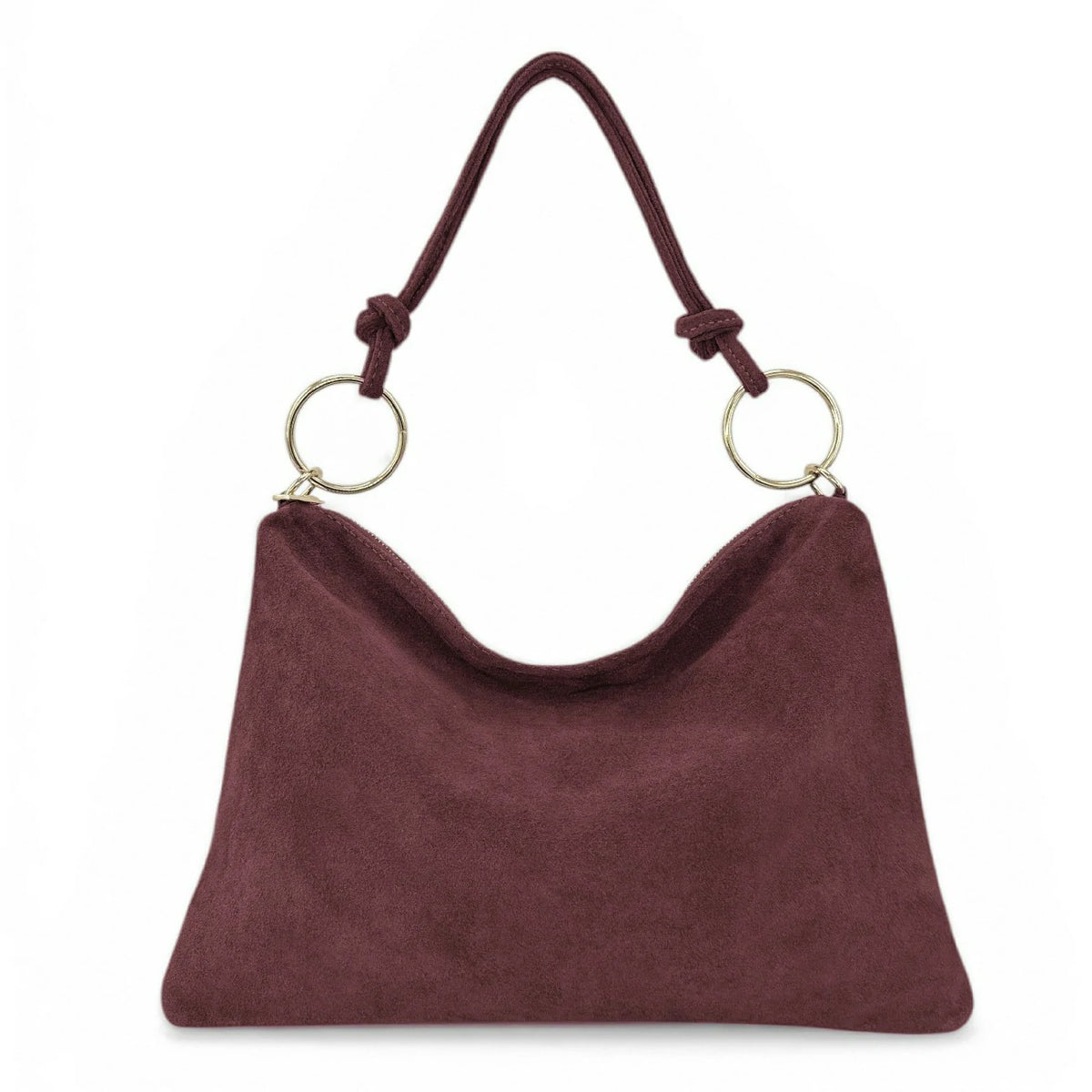 Hobo-Clutch-Tasche aus Wildleder SOA Bordeauxrot