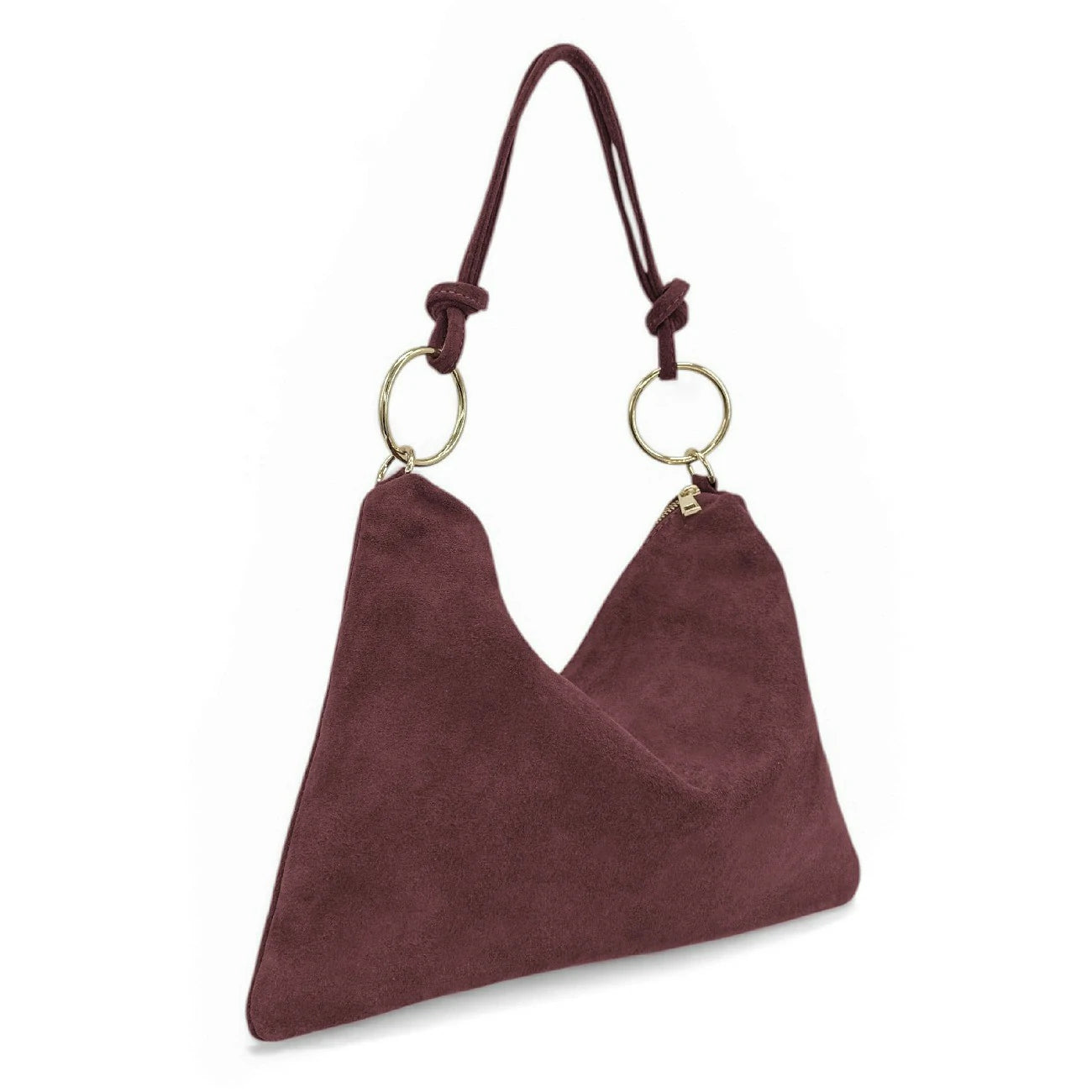 Sac pochette Hobo en daim SOA Rouge bordeaux