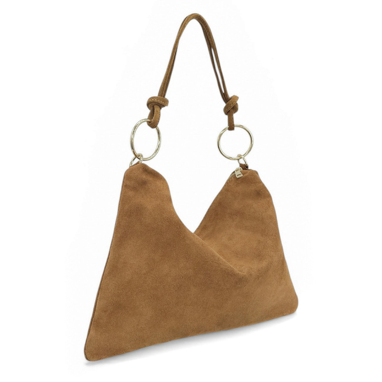 Sac pochette Hobo en daim SOA Marron camel