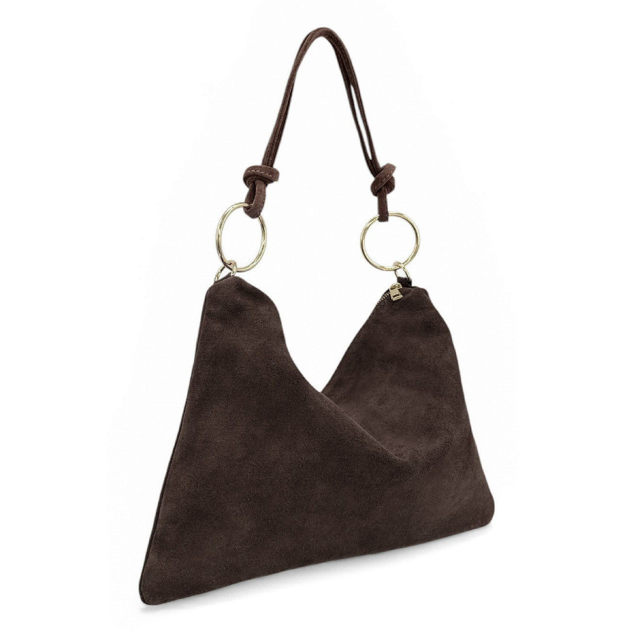 Sac pochette Hobo en daim SOA Marron chocolat