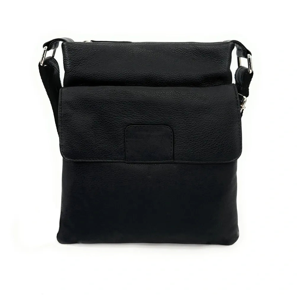 Sac pochette homme à bandoulière en cuir lisse ANDERSON Noir