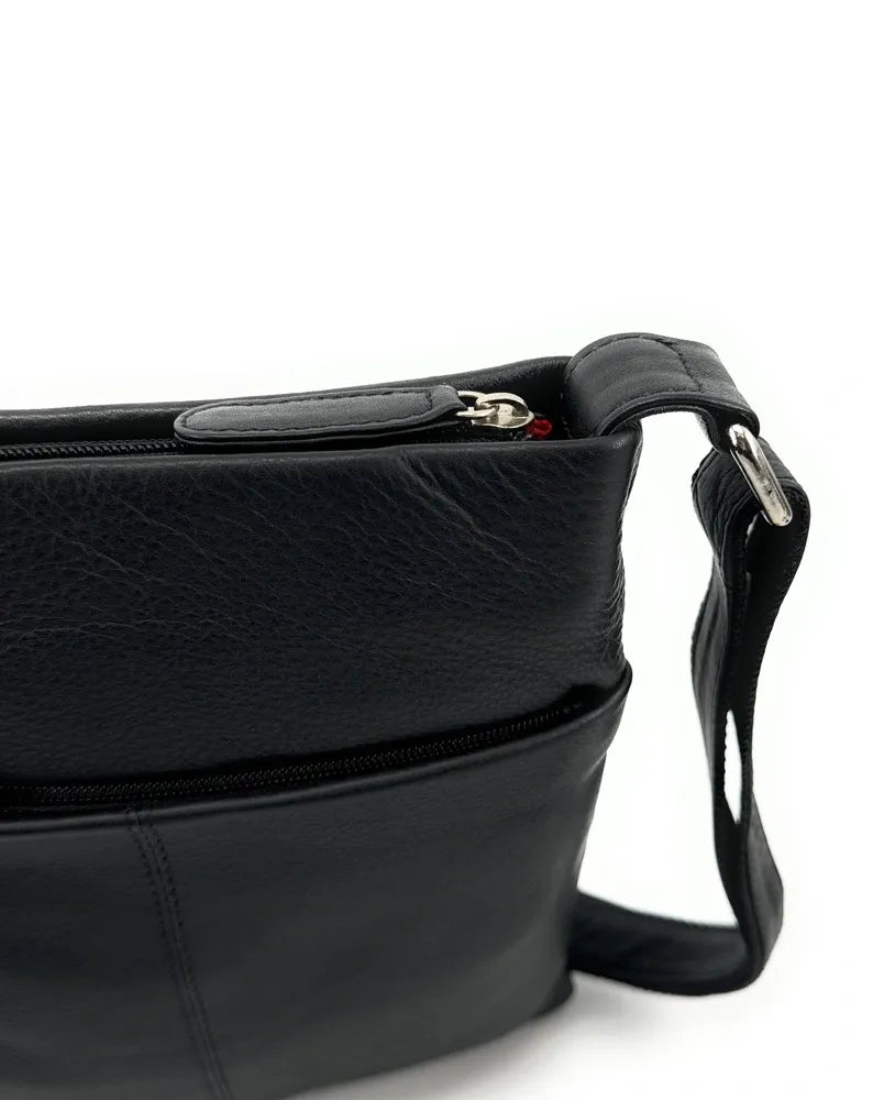 Sac pochette homme à bandoulière en cuir lisse ANDERSON Noir