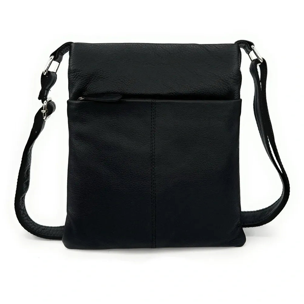 Sac pochette homme à bandoulière en cuir lisse ANDERSON Noir
