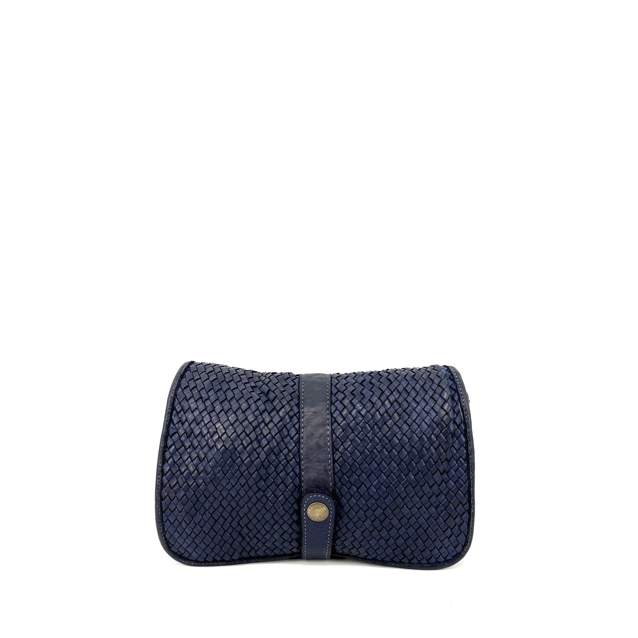 Sac besace à bandoulière en cuir tressé SHANNA Bleu profond