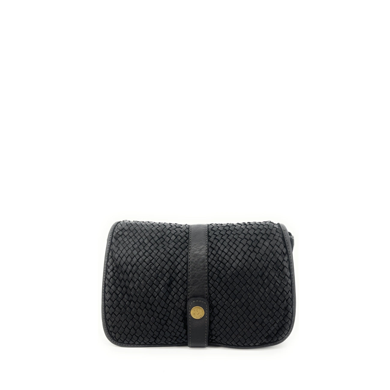 Sac besace à bandoulière en cuir tressé SHANNA Noir