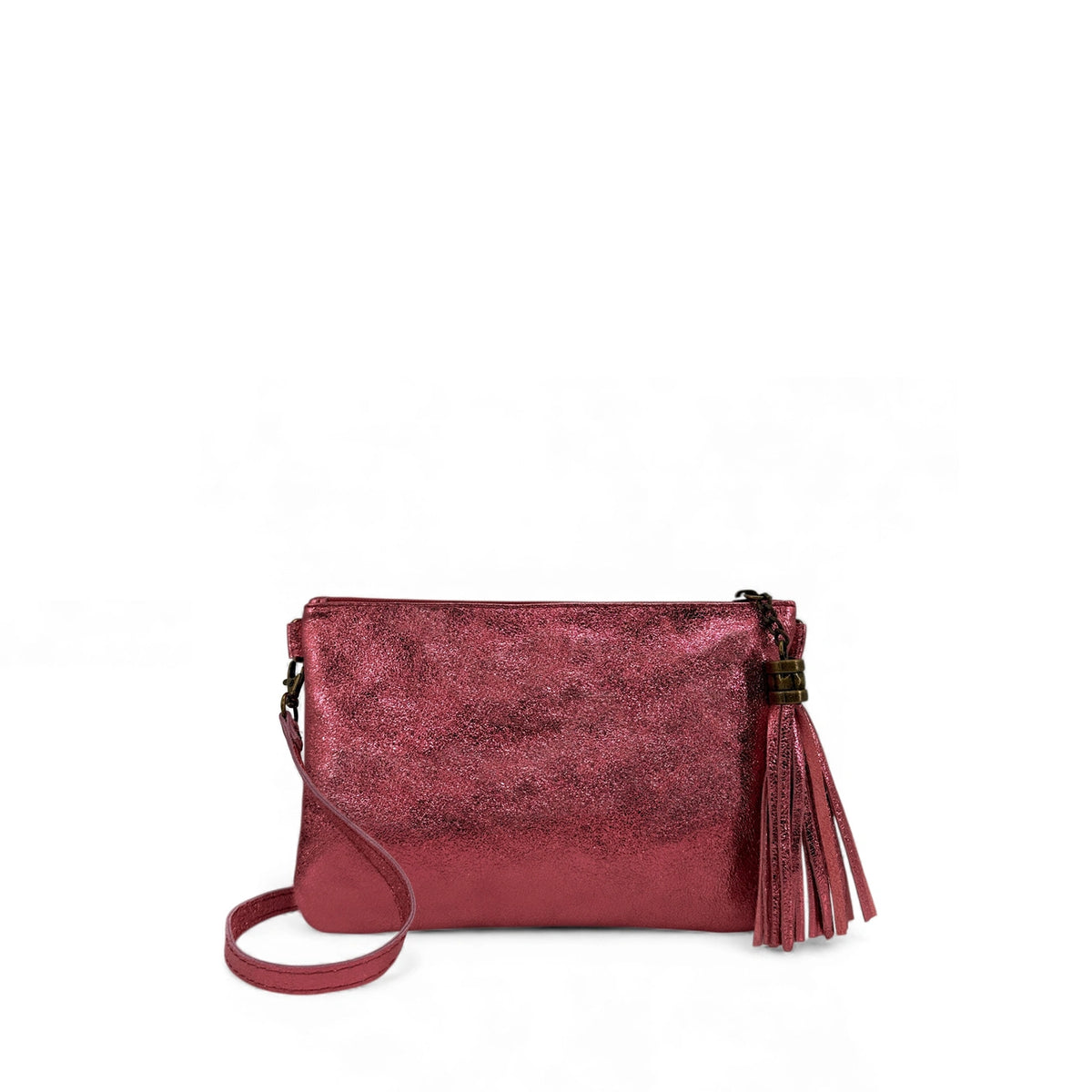 Pochette in pelle iridescente MORGANE Lampone iridescente