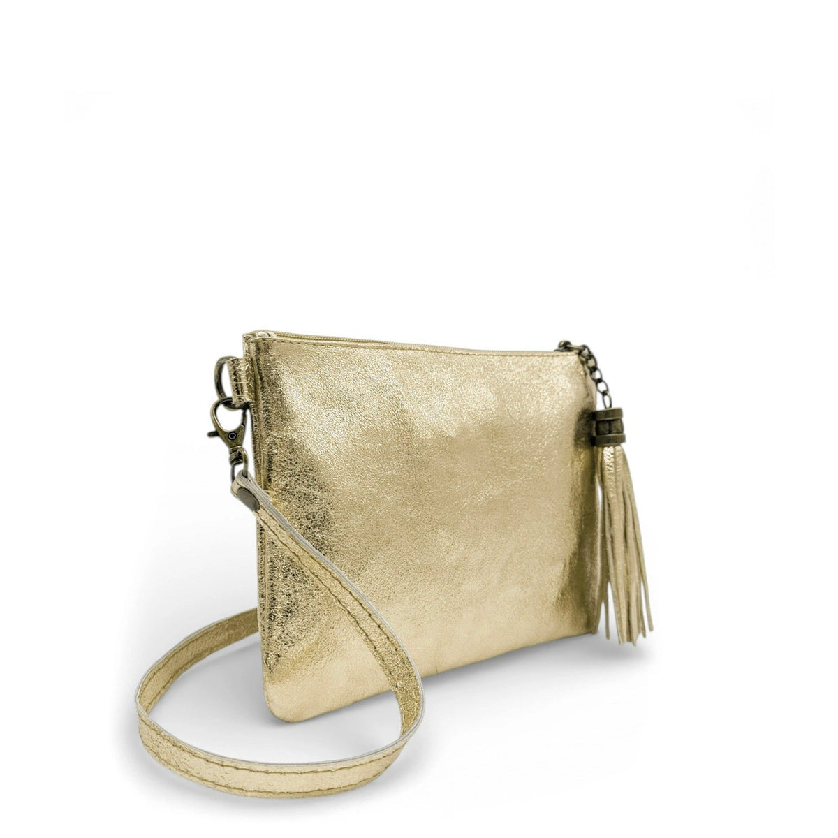 Sac pochette en cuir irisé MORGANE Or pâle