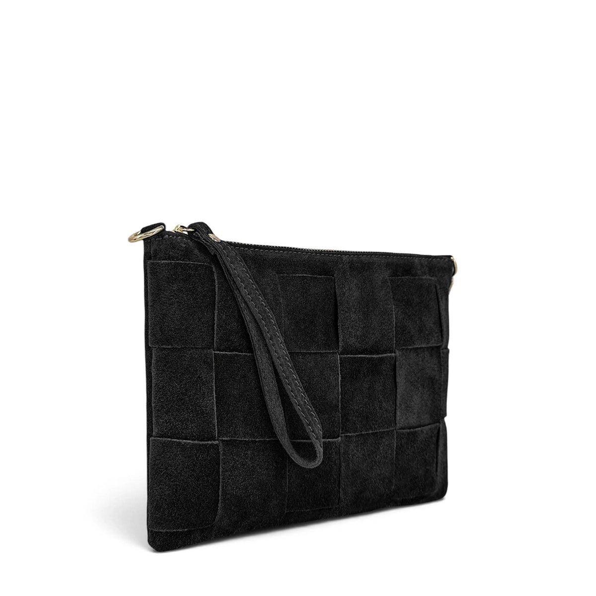 PERTH suede clutch bag Black
