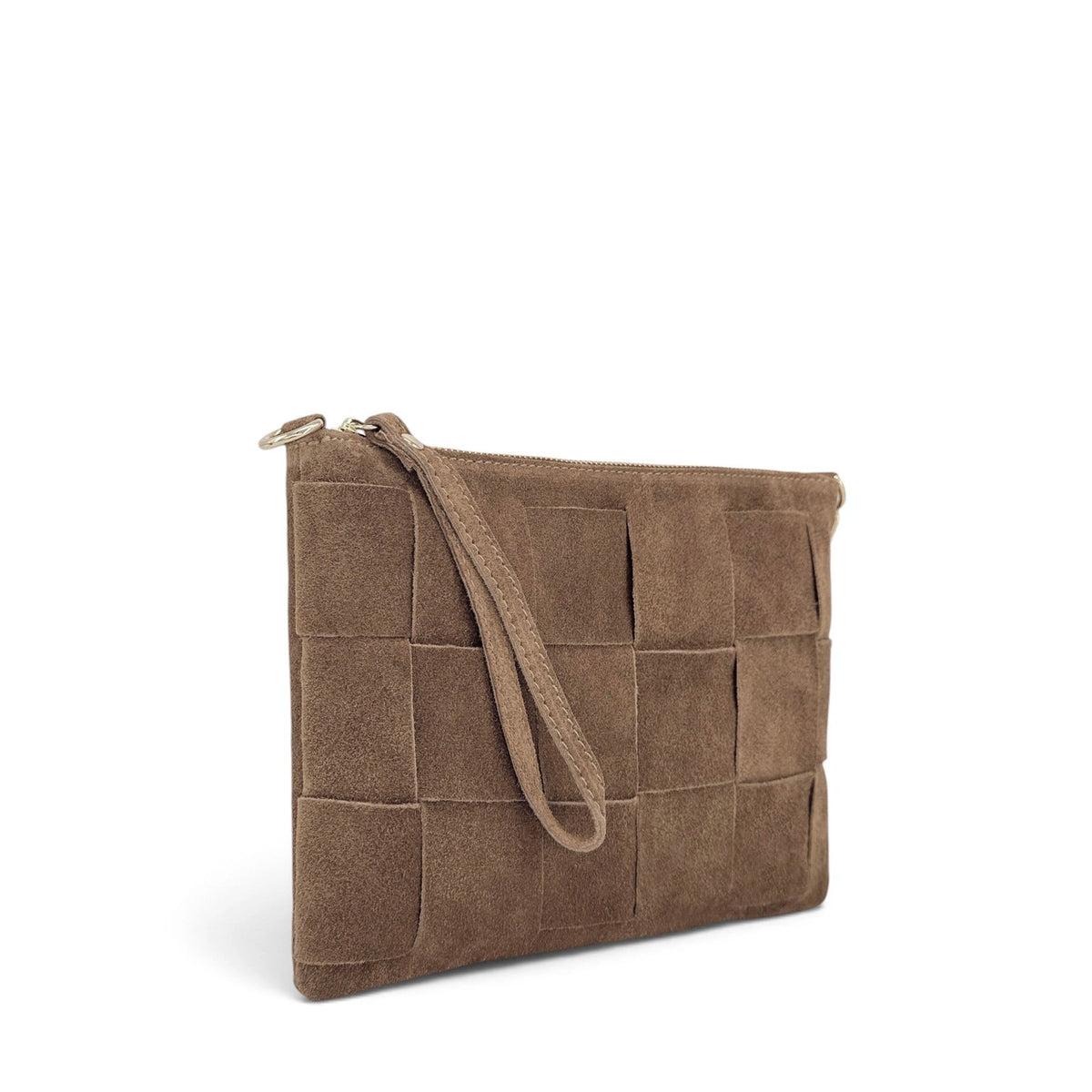 PERTH suede clutch bag Light taupe