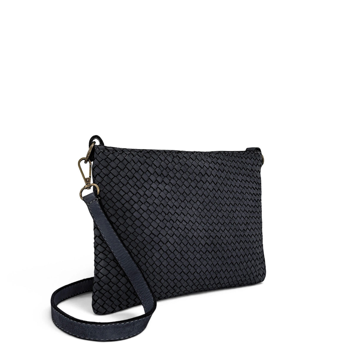 Braided leather strap bag MISS JOE Navy blue