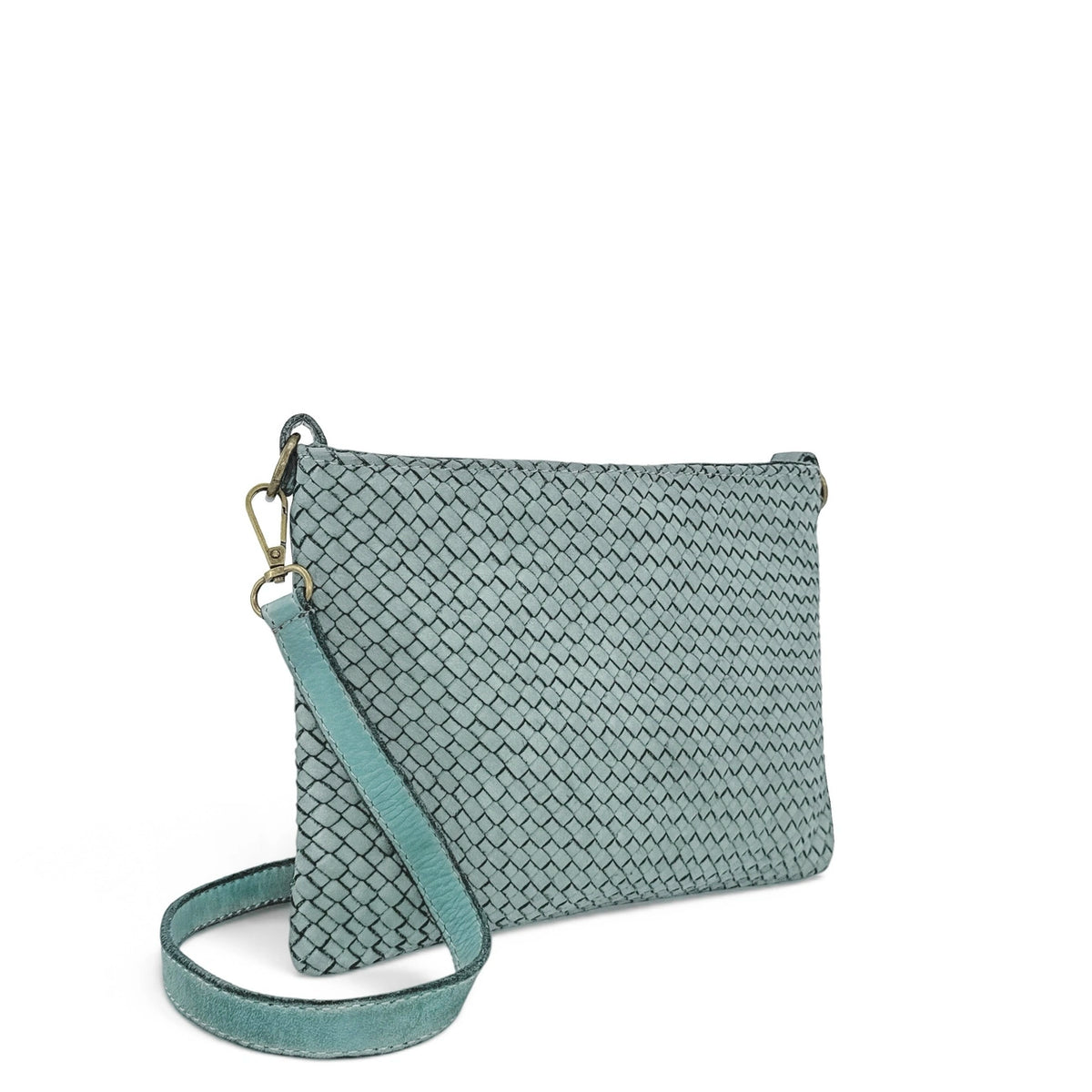Braided leather strap bag MISS JOE Heavenly blue