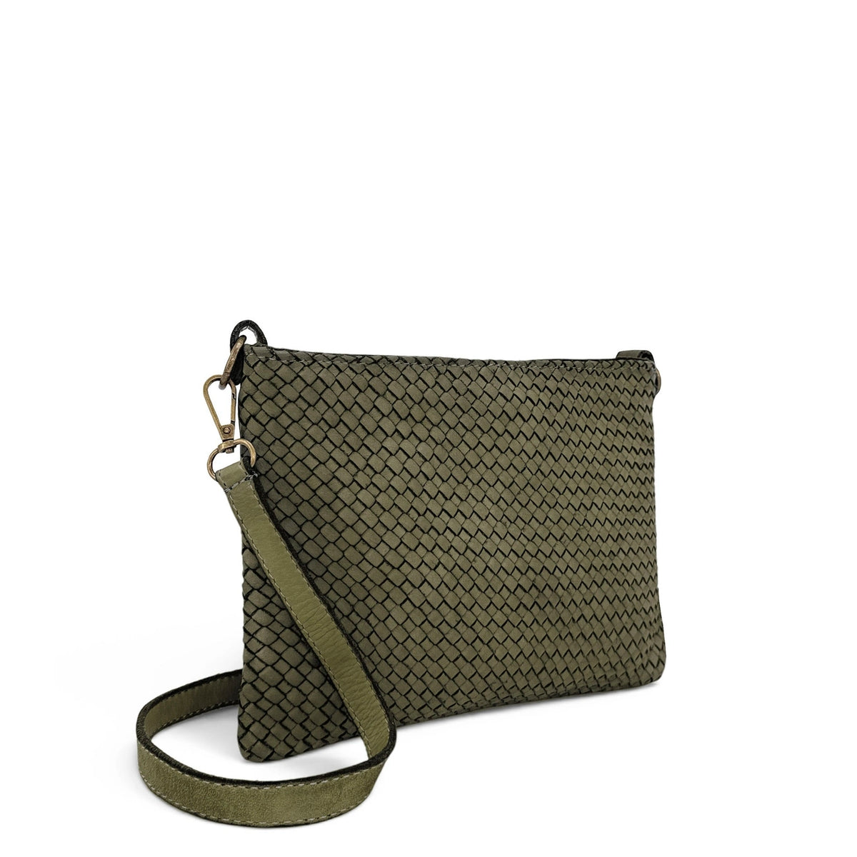 Braided leather strap bag MISS JOE Khaki