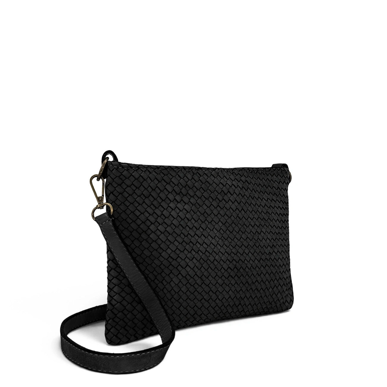 Sac pochette à bandoulière en cuir tressé MISS JOE Noir