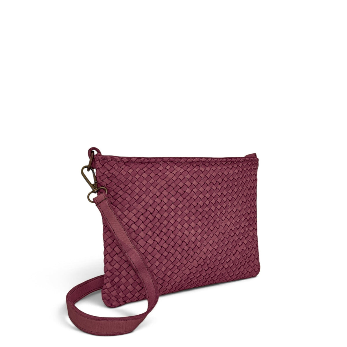 Braided leather strap bag MISS JOE Plum