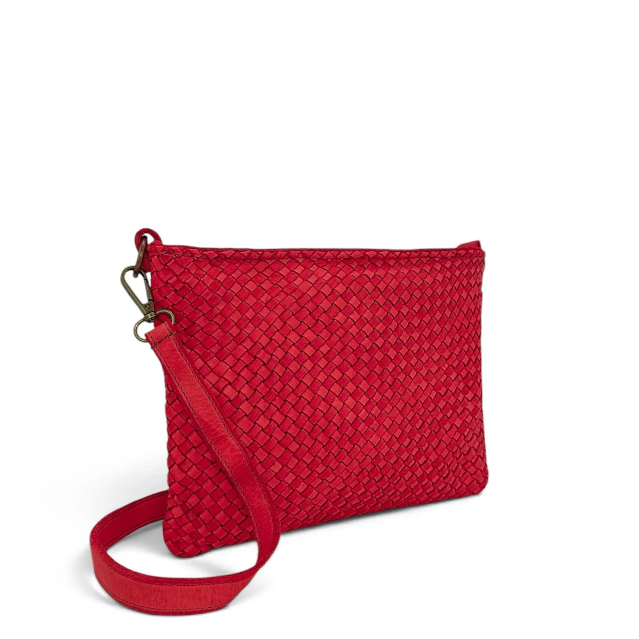 Braided leather strap bag MISS JOE Red Garance