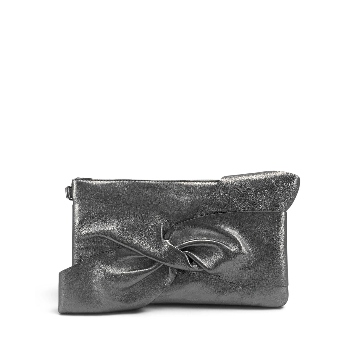 Clutch-Tasche aus schillerndem Leder SHERAZADE Dunkelsilber