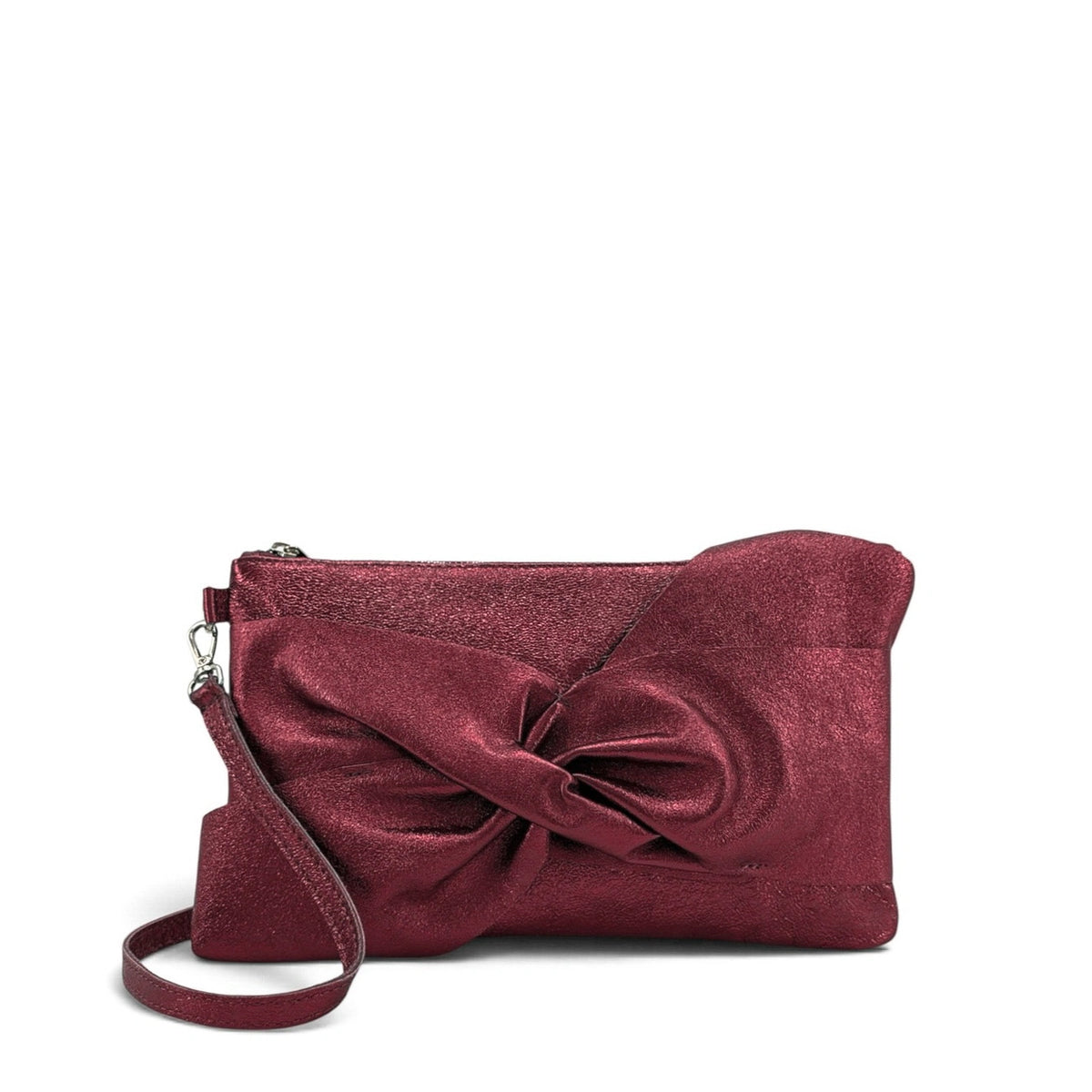Pochette in pelle iridescente SHERAZADE bordeaux iridescente