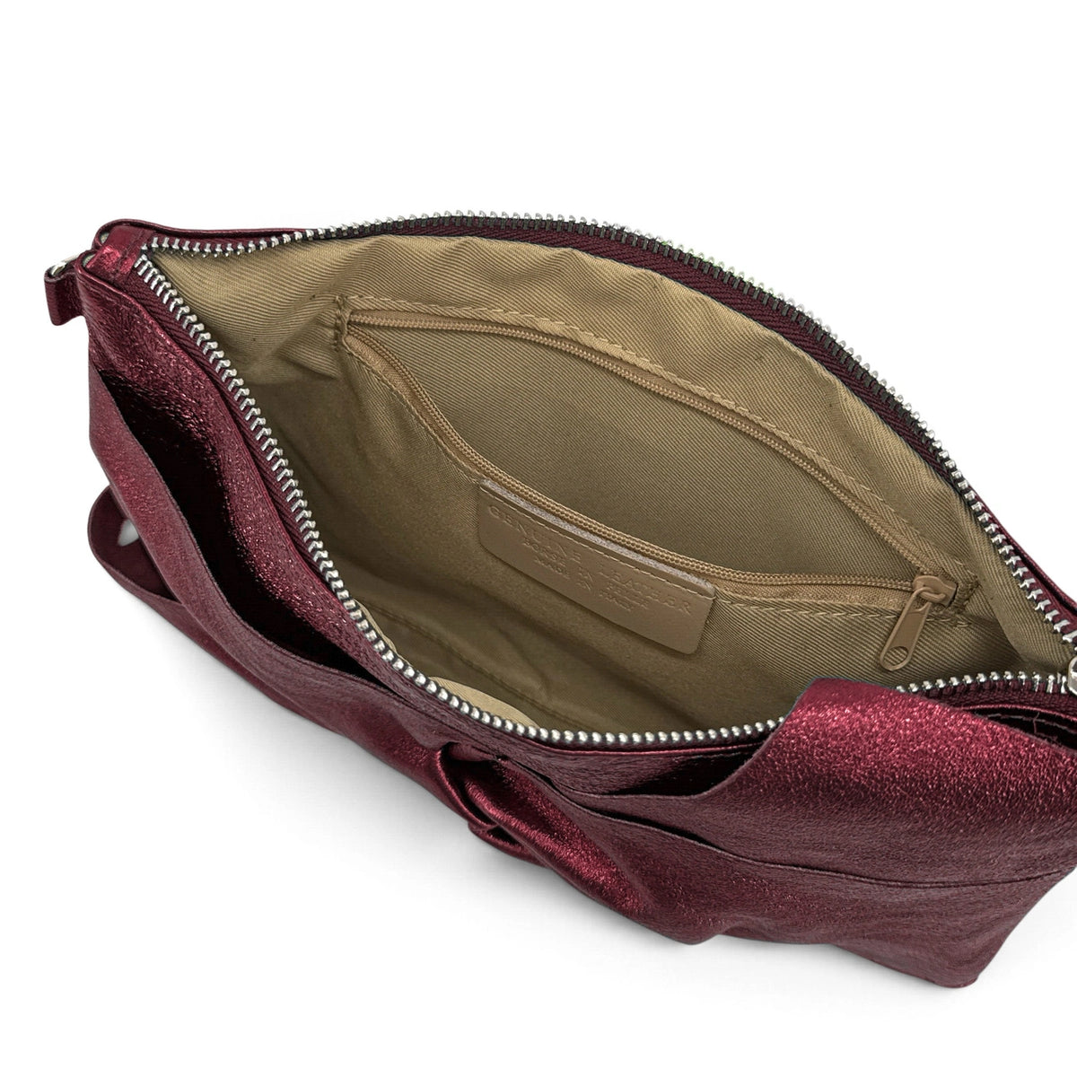 Pochette in pelle iridescente SHERAZADE bordeaux iridescente