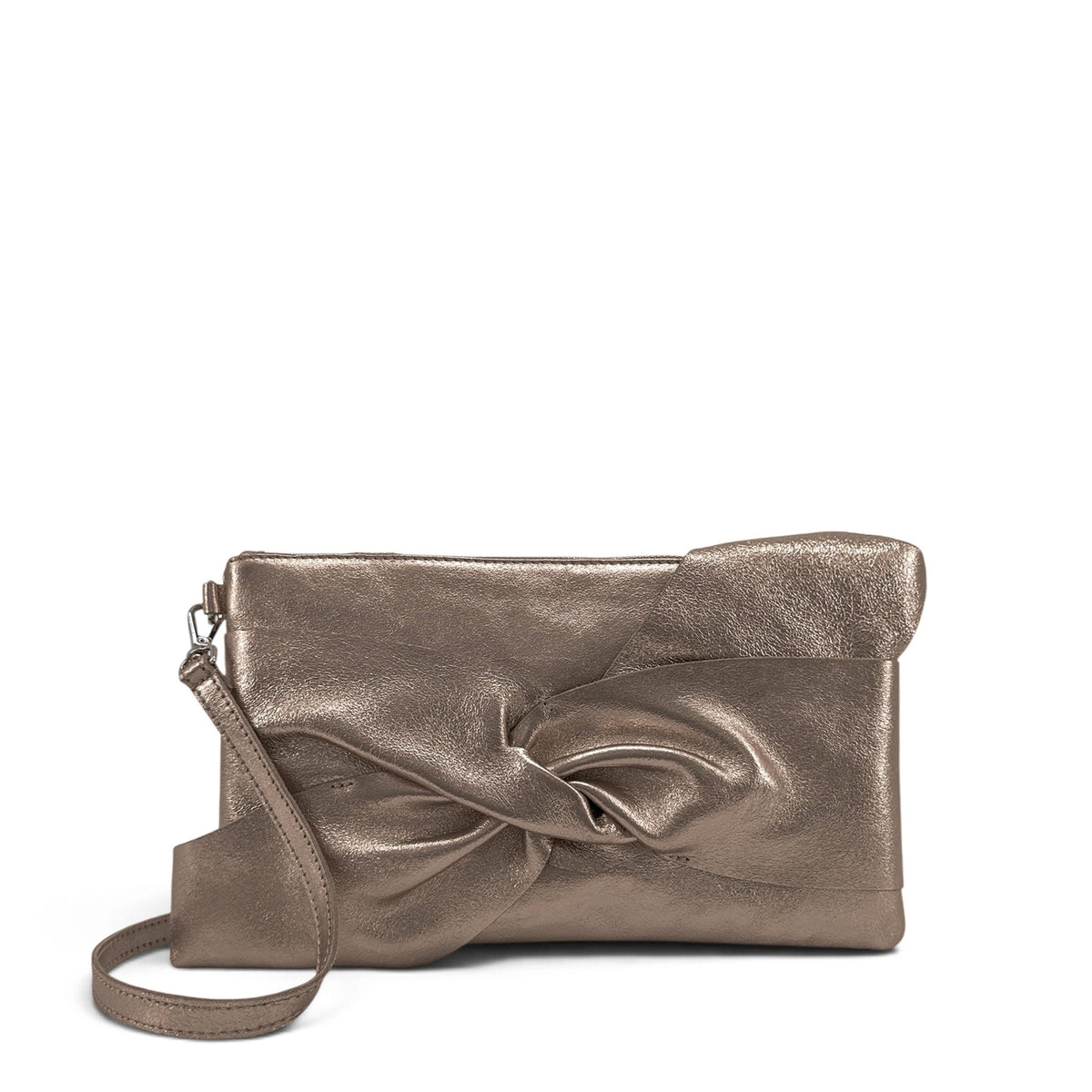 Clutch de piel tornasolada SHERAZADE Champagne tornasolado