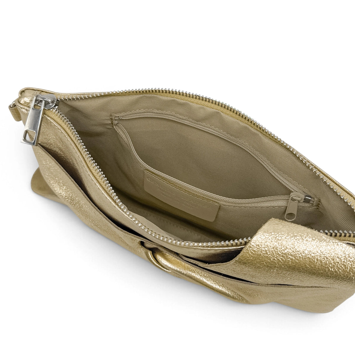 Clutch de piel tornasolada SHERAZADE Dorado pálido