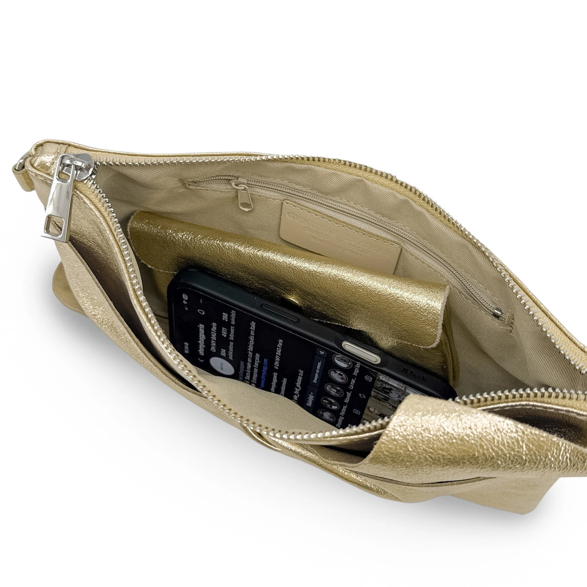 Clutch de piel tornasolada SHERAZADE Dorado pálido