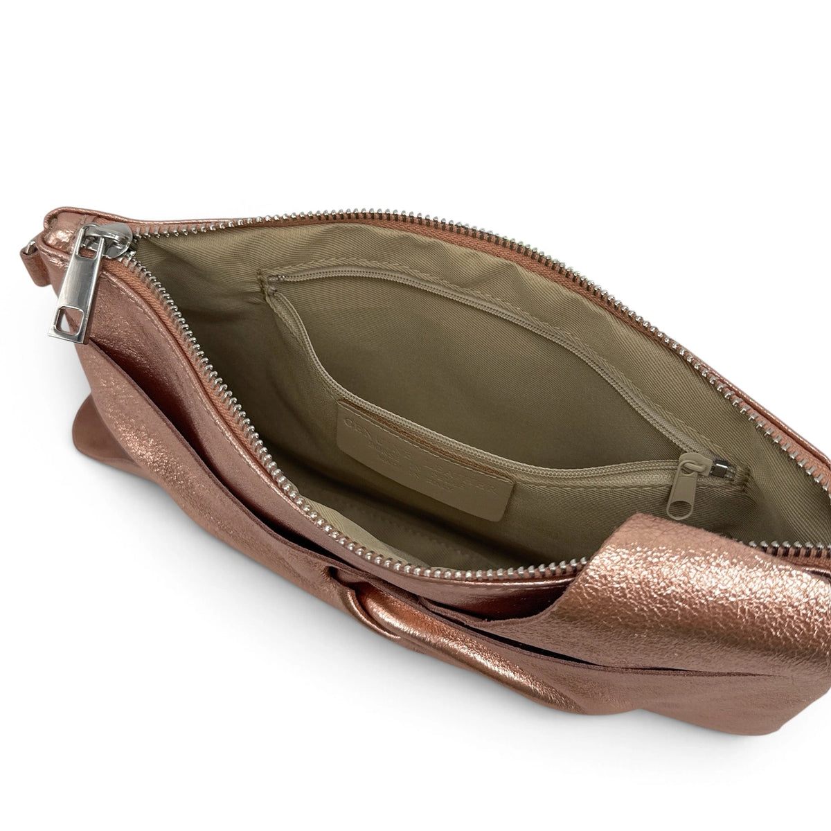Clutch de piel tornasolada SHERAZADE Oro rosa