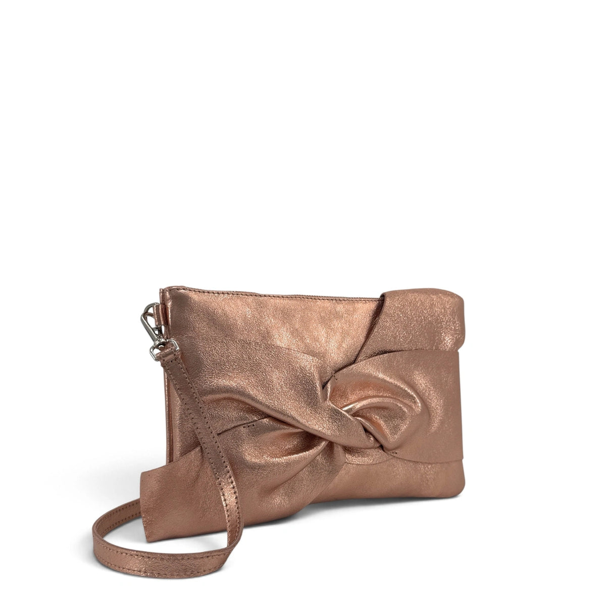 Sac pochette en cuir irisé SHERAZADE Rose gold